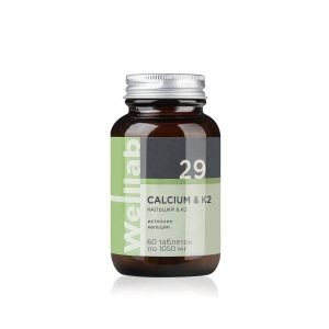 БАД с кальцием для взрослых и детей с 3 лет Welllab Calcium & Vitamin K2, 60 таблеток